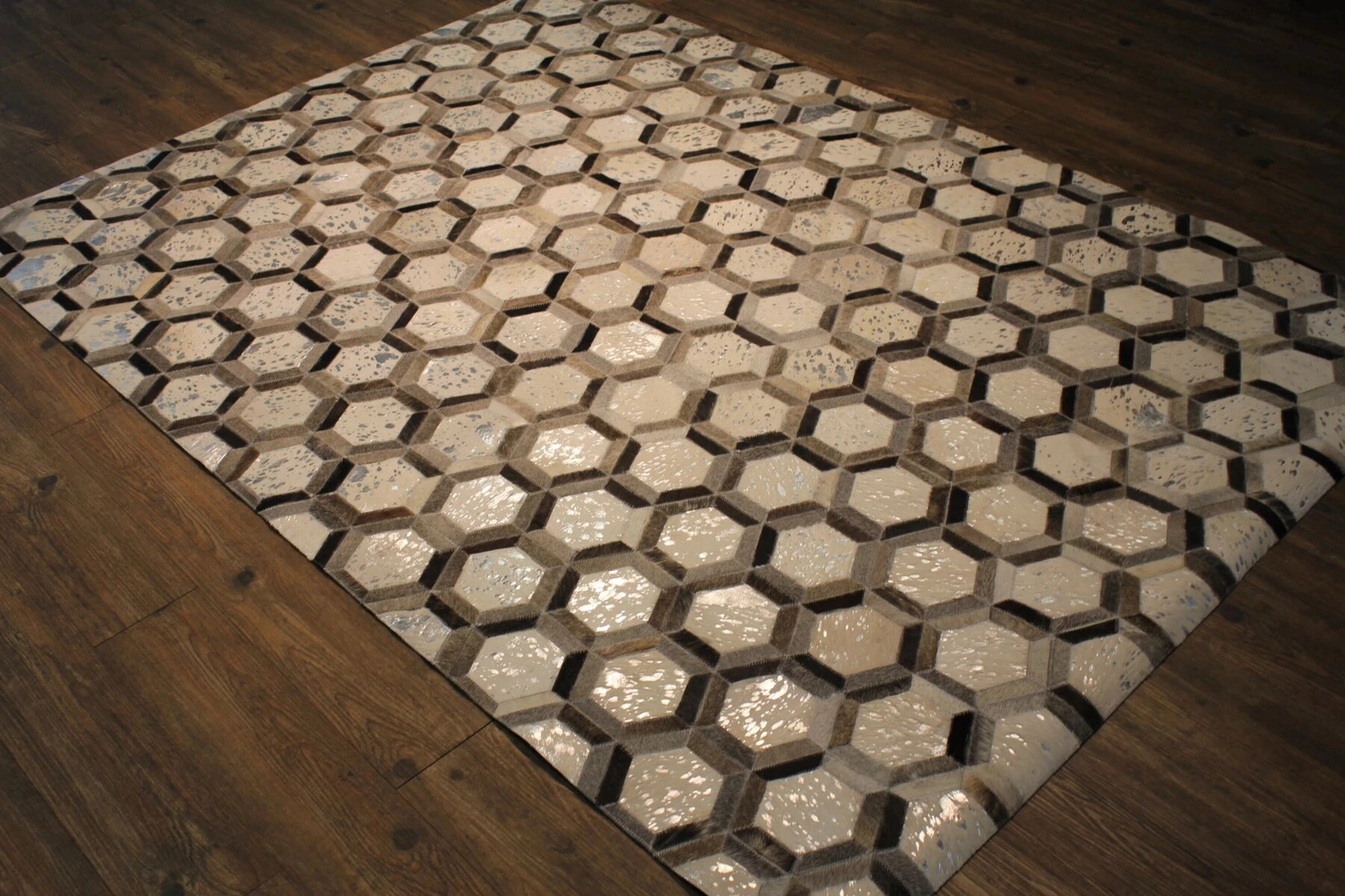 Metallic Handmade Leather Patchwork Cowhide 72153057