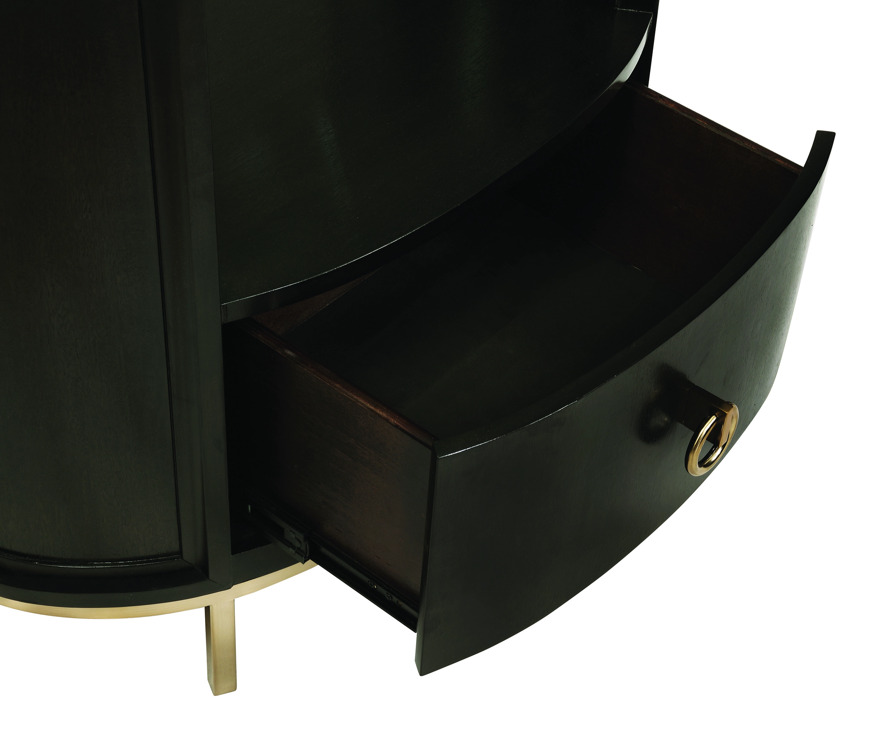 Art Deco 1-Drawer Oval Nightstand Americano And Rose Brass
