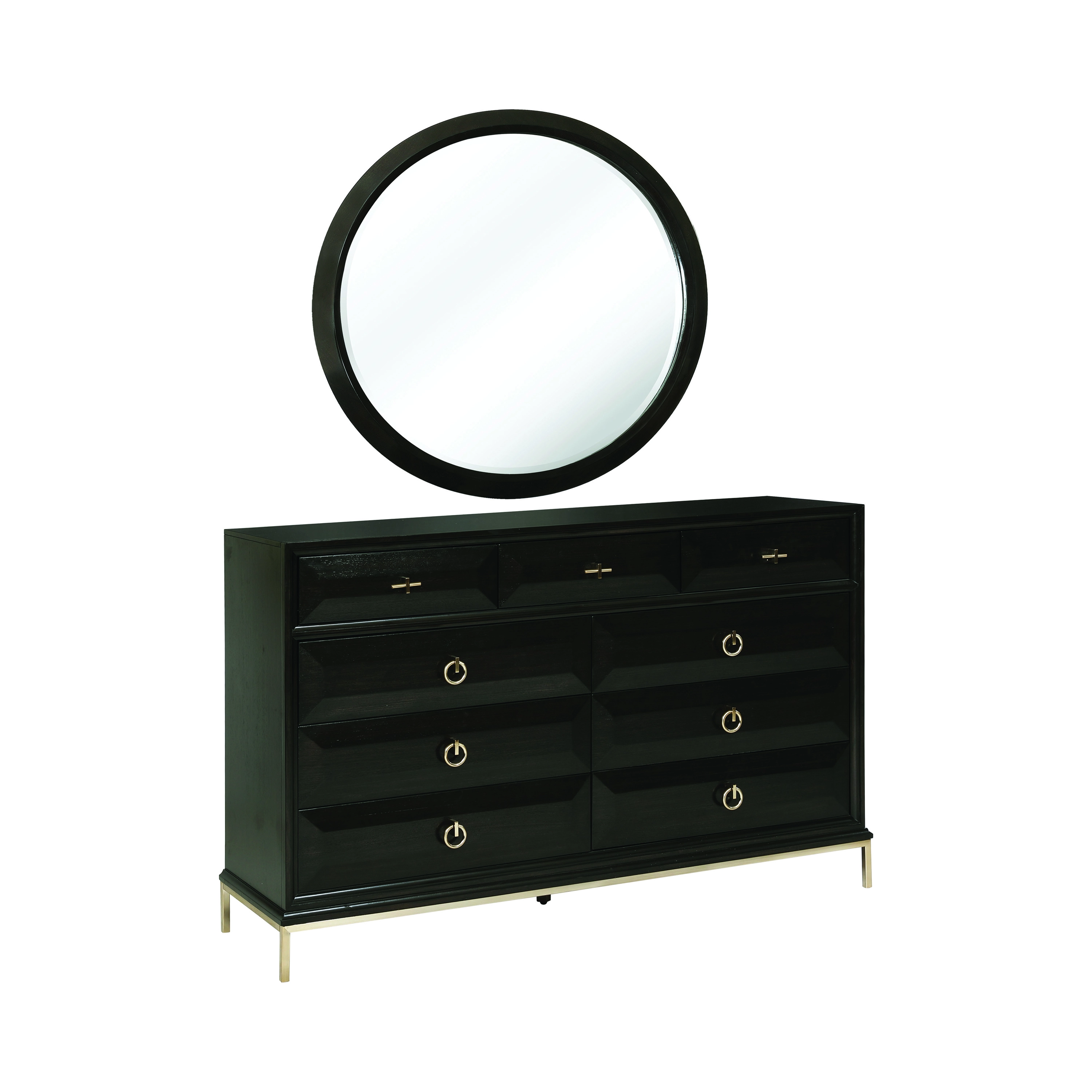 Art Deco 9-Drawer Dresser Americano And Rose Brass