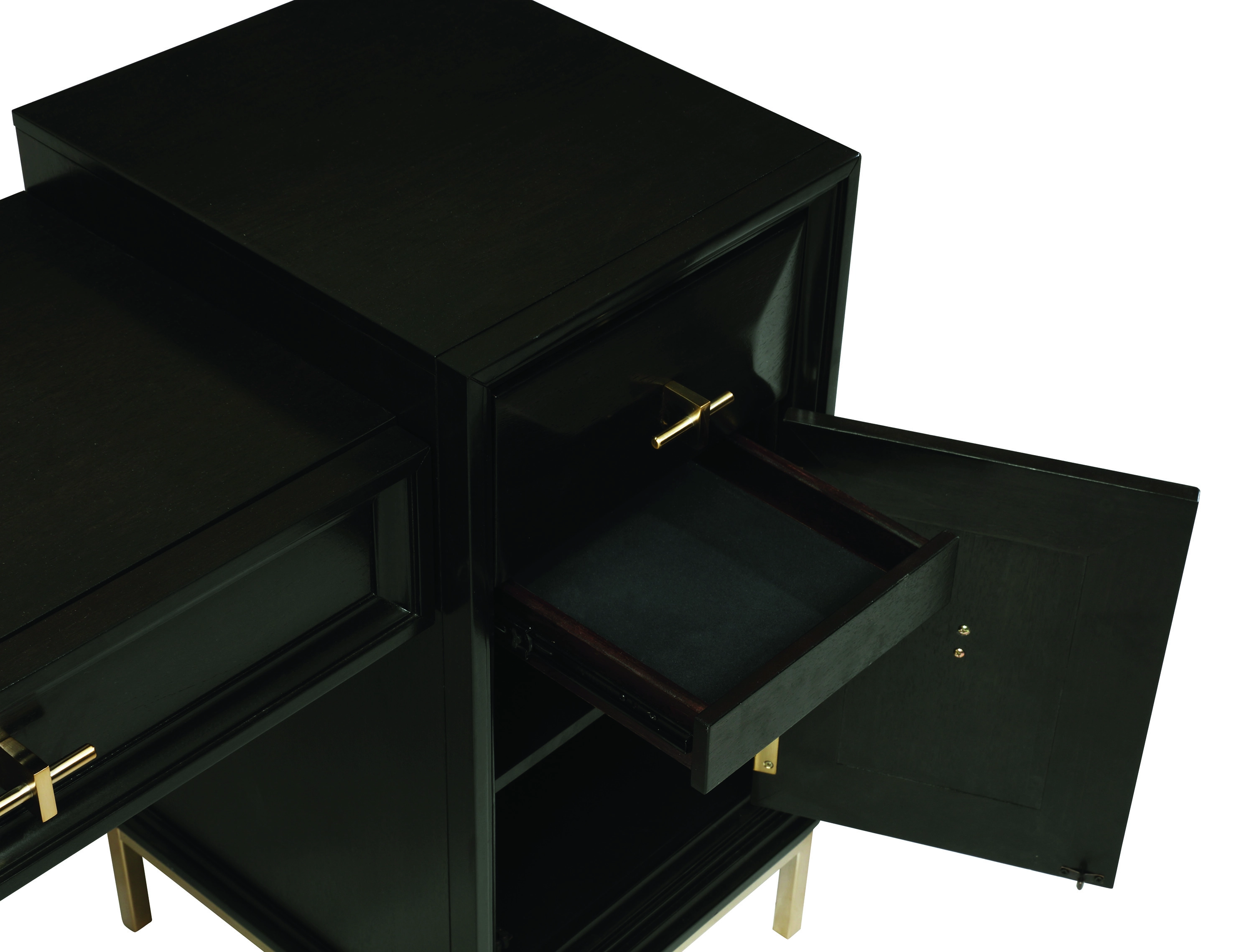 Art Deco 4-Drawer Vanity Desk Americano And Rose Brass