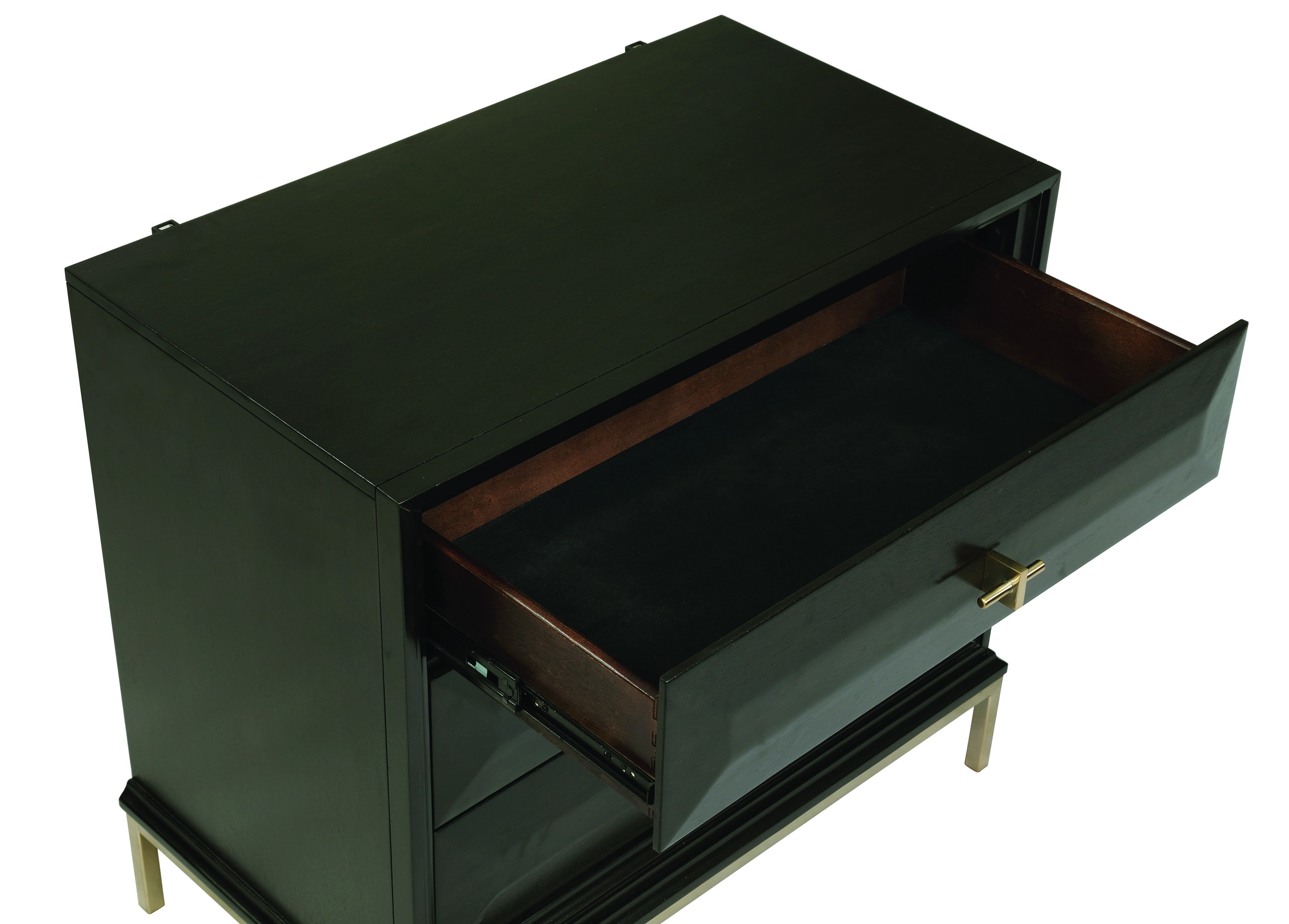 Art Deco 3-Drawer Rectangular Nightstand Americano And Rose Brass