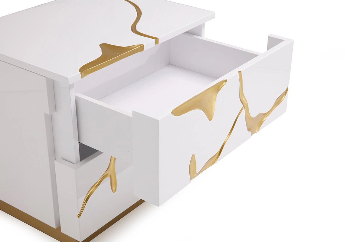 Aspen Modern White & Gold Nightstand