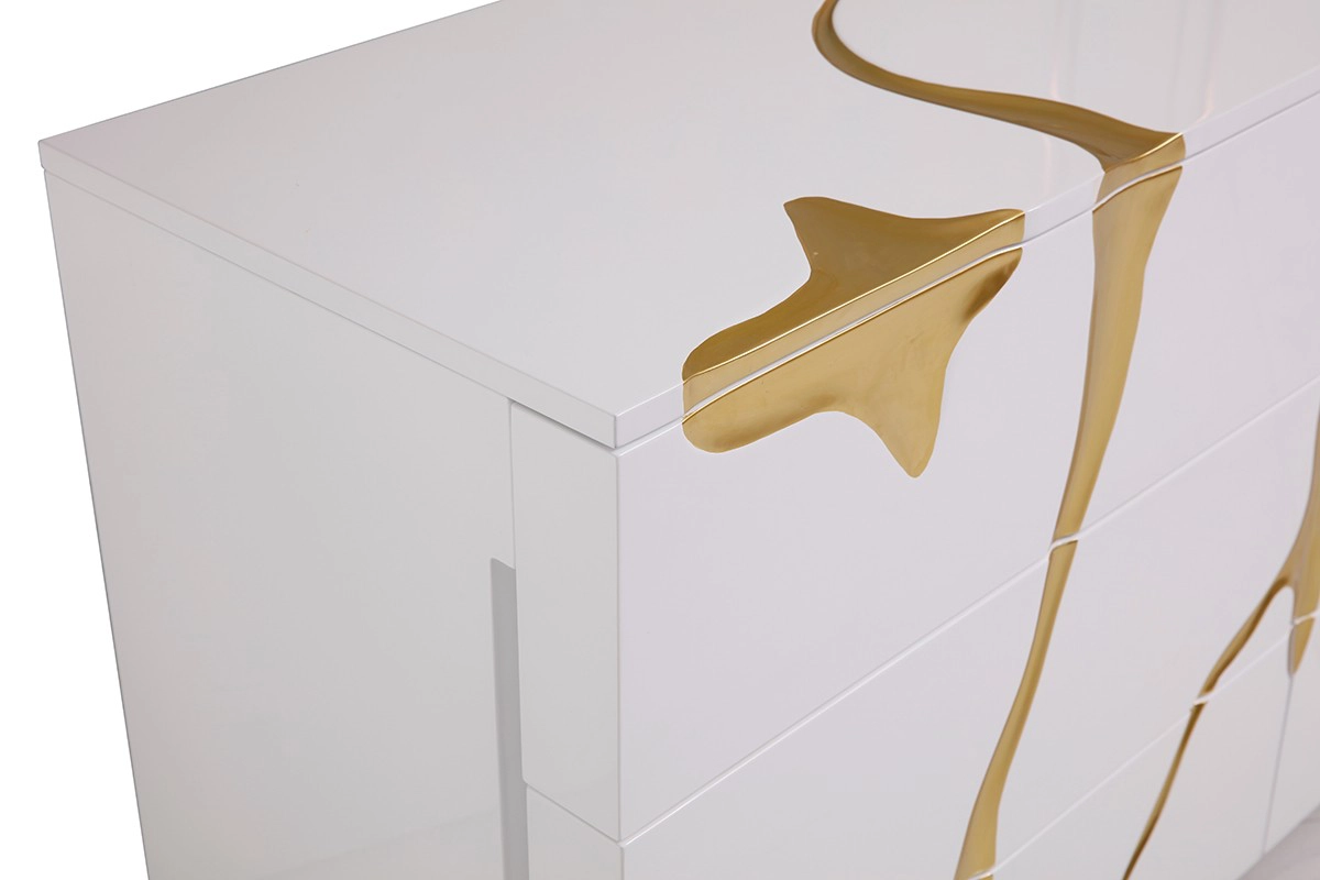 Aspen Modern White & Gold Dresser