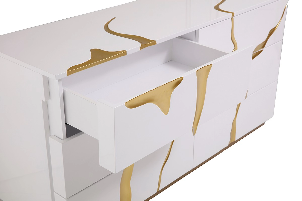 Aspen Modern White & Gold Dresser