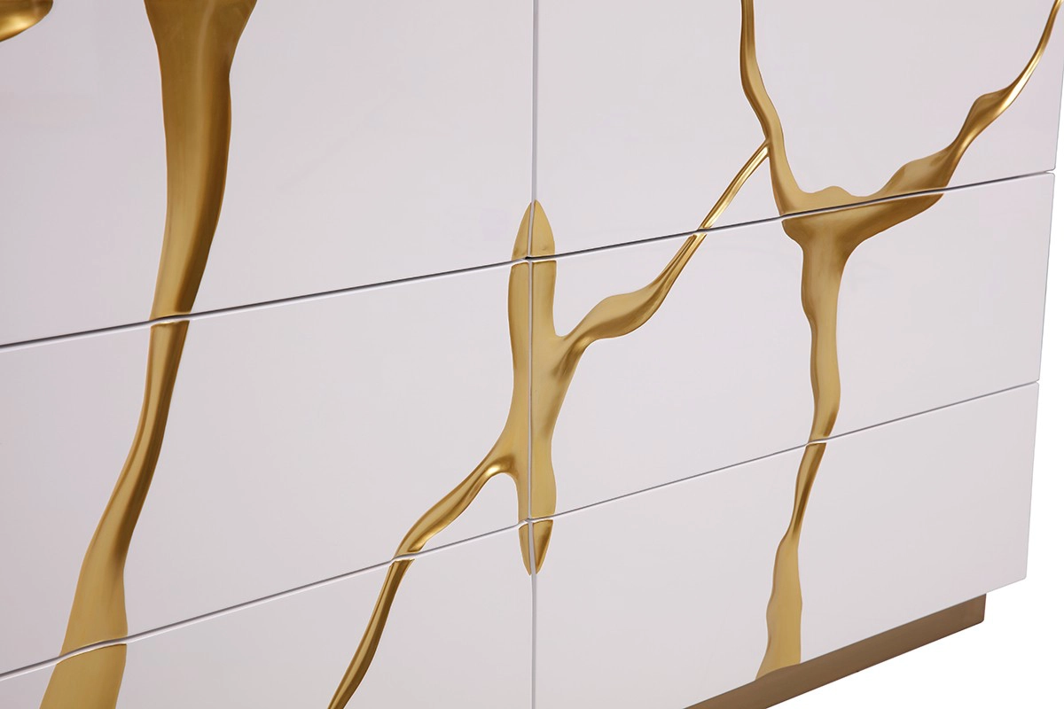 Aspen Modern White & Gold Dresser