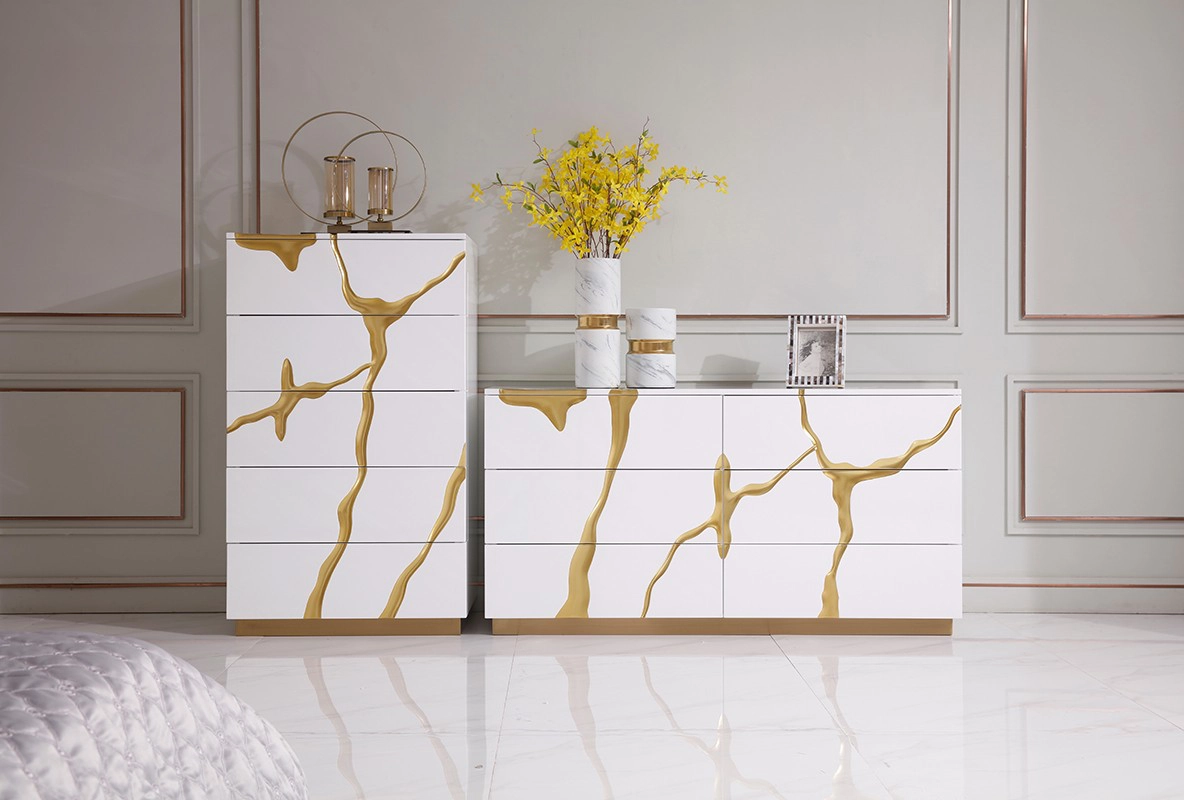 Aspen Modern White & Gold Dresser