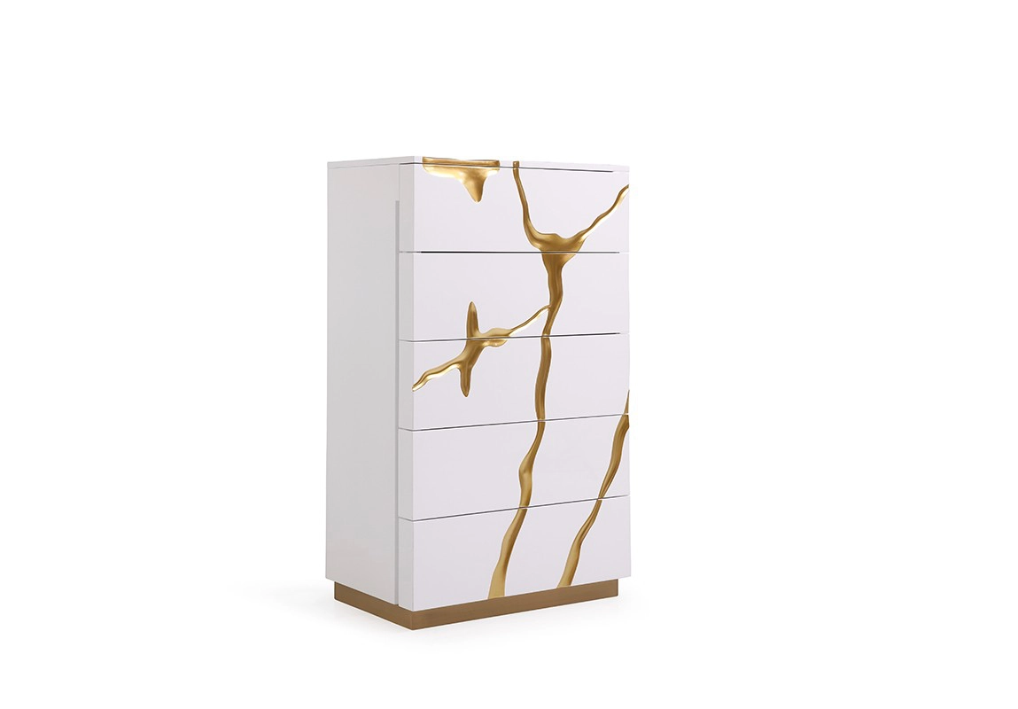 Aspen Modern White & Gold Chest