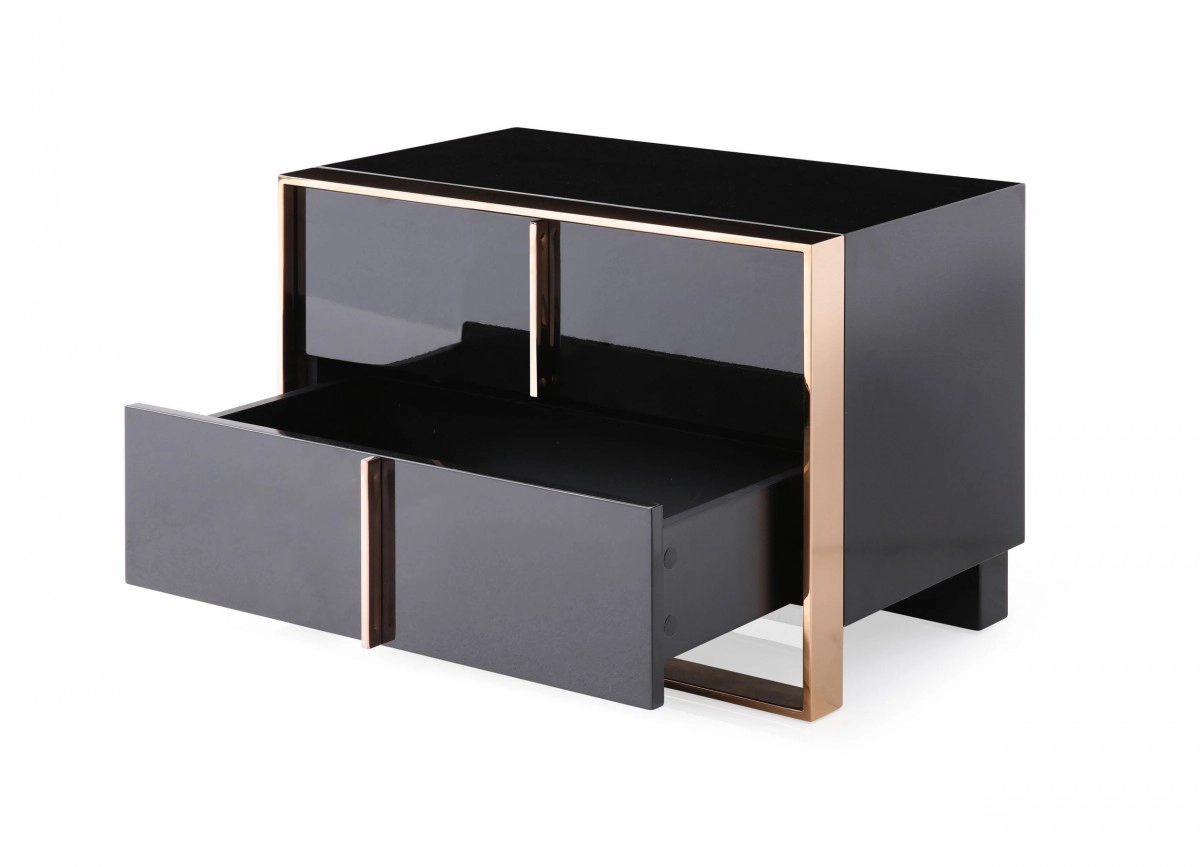 Cartier Modern Black & Rosegold Nightstand