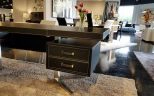 Derby Grande Black Leather Desk With Return