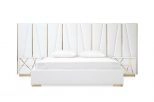 Nixa Modern King White Eco Leather & Gold Bed