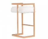 Halifax Modern White Faux Fur & Rosegold Bar Stool