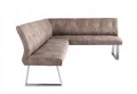 Zane Modern Brown Fabric L-shaped Dining Bench