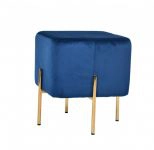 Blue Velvet & Gold Daphne Modern Ottoman