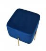 Blue Velvet & Gold Daphne Modern Ottoman