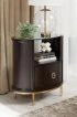 Art Deco 1-Drawer Oval Nightstand Americano And Rose Brass