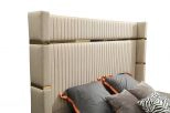 Modrest Sterling Modern Beige Bonded Leather & Gold Bed King
