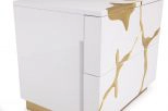 Aspen Modern White & Gold Nightstand