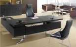 Derby Grande Black Leather Desk With Return