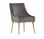 Castana Modern Grey Velvet & Gold Dining Chair (set Of 2)