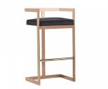 Halifax Modern Black Leatherette & Rosegold Bar Stool
