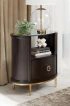 Art Deco 1-Drawer Oval Nightstand Americano And Rose Brass